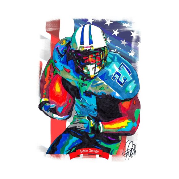 Eddie George Tennessee Titans Football Sports Print Poster Wall Art 11x17 - Picture 1 of 5